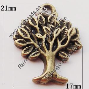 Pendant, Zinc Alloy Jewelry Findings, Tree 17x21mm, Sold by Bag