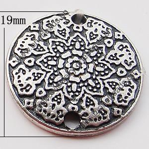 Connectors, Zinc Alloy Jewelry Findings, Flat Round 19mm, Sold by Bag