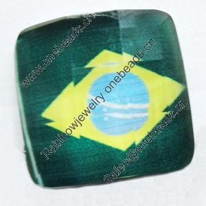 Resin Cabochons, No-Hole Jewelry findings, Faceted Square, 16mm, Sold by Bag