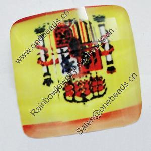 Resin Cabochons, No-Hole Jewelry findings, Faceted Square, 20mm, Sold by Bag