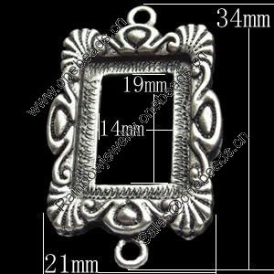 Connector, Zinc Alloy Jewelry Findings, O:21x34mm I:14x19mm, Sold by Bag