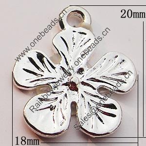 Pendant, Zinc Alloy Jewelry Findings, Flower 18x20mm, Sold by Bag