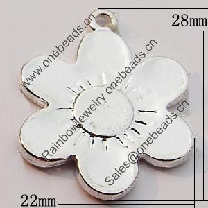 Pendant, Zinc Alloy Jewelry Findings, Flower 22x28mm, Sold by Bag