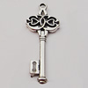 Pendant, Zinc Alloy Jewelry Findings, Key 16x45mm, Sold by Bag