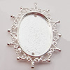 Zinc Alloy Cabochons Settings, Outside diameter:29x39mm, Interior diameter:18x25mm, Sold by Bag