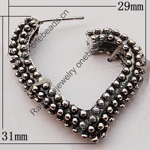 Zinc Alloy Earrings Jewelry Findings Lead-free, Heart 29x31mm, Sold by Bag
