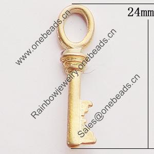 Pendant, Zinc Alloy Jewelry Findings, Key 6x24mm, Sold by Bag