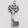 Pendant, Zinc Alloy Jewelry Findings, Key 12x28mm, Sold by Bag