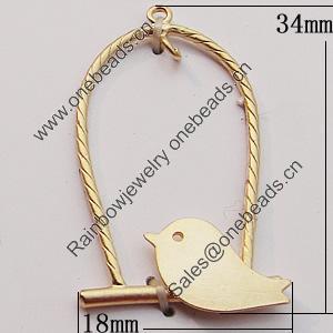 Pendant, Zinc Alloy Jewelry Findings, 34x18mm, Sold by Bag