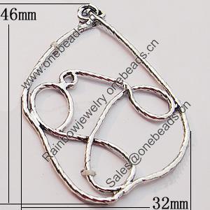 Pendant, Zinc Alloy Jewelry Findings, 32x46mm, Sold by Bag