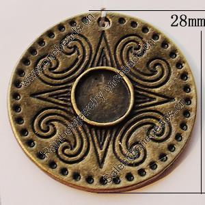Pendant, Zinc Alloy Jewelry Findings, Flat Round 28mm, Sold by Bag
