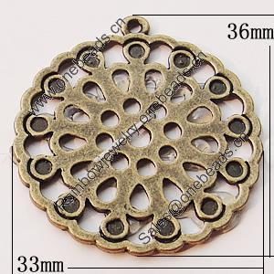 Pendant, Zinc Alloy Jewelry Findings, 33x36mm, Sold by Bag