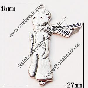 Pendant, Zinc Alloy Jewelry Findings, 27x45mm, Sold by Bag