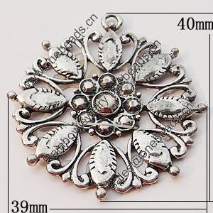 Pendant, Zinc Alloy Jewelry Findings, 40x39mm, Sold by Bag