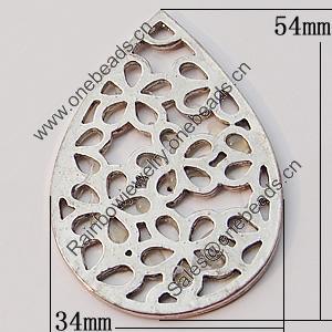 Pendant, Zinc Alloy Jewelry Findings, Teardrop 34x54mm, Sold by Bag