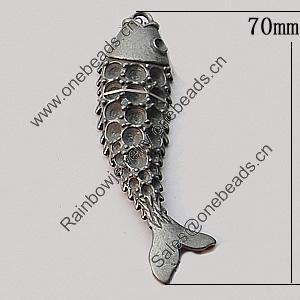 Pendant, Zinc Alloy Jewelry Findings, Fish 17x70mm, Sold by Bag