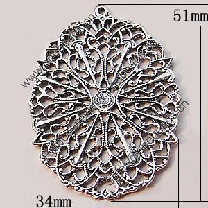 Pendant, Zinc Alloy Jewelry Findings, 34x51mm, Sold by Bag