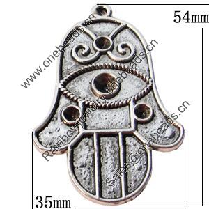 Pendant, Zinc Alloy Jewelry Findings, Hand 35x54mm, Sold by Bag