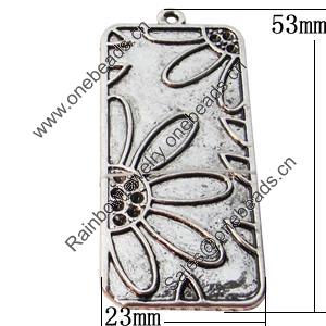 Pendant, Zinc Alloy Jewelry Findings, Rectangle 23x53mm, Sold by Bag
