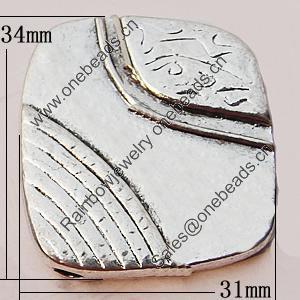 Pendant, Zinc Alloy Jewelry Findings, 31x34mm, Sold by Bag