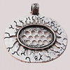 Zinc Alloy Pendant Settings, Outside diameter:53x55mm, Interior diameter:30x21mm Hole:8mm, Sold by Bag 