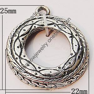 Pendant, Zinc Alloy Jewelry Findings, Donut 22x25mm, Sold by Bag