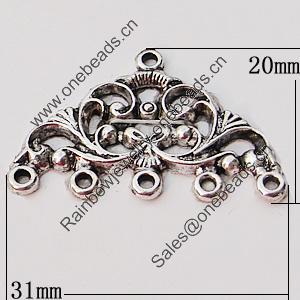 Connectors, Zinc Alloy Jewelry Findings, 31x20mm, Sold by Bag