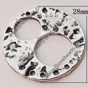 Connectors, Zinc Alloy Jewelry Findings, Flat Round 28mm, Sold by Bag