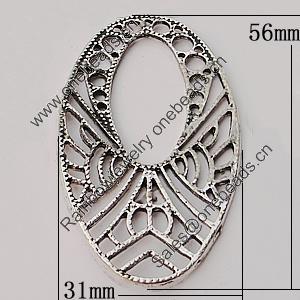 Connectors, Zinc Alloy Jewelry Findings, Flat Oval 31x56mm, Sold by Bag