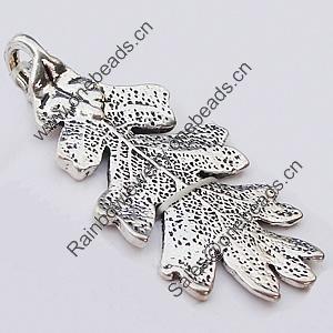Pendant, Zinc Alloy Jewelry Findings, Leaf 27x48mm, Sold by Bag
