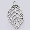 Pendant, Zinc Alloy Jewelry Findings, Leaf 27x50mm, Sold by Bag