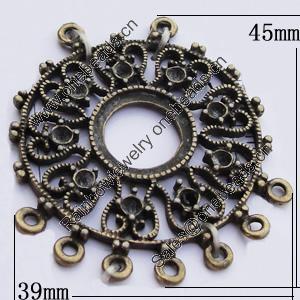 Connectors, Zinc Alloy Jewelry Findings, 39x45mm, Sold by Bag