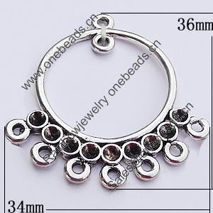 Connectors, Zinc Alloy Jewelry Findings, 34x36mm, Sold by Bag