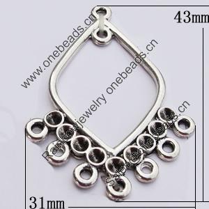 Connectors, Zinc Alloy Jewelry Findings, 31x43mm, Sold by Bag