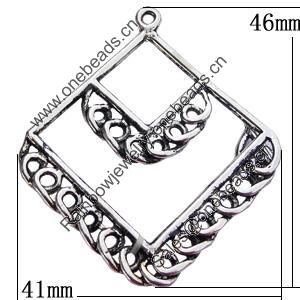 Pendant, Zinc Alloy Jewelry Findings, Diamond 41x46mm, Sold by Bag