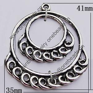 Pendant, Zinc Alloy Jewelry Findings, 35x41mm, Sold by Bag