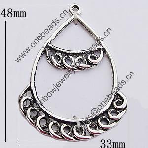 Pendant, Zinc Alloy Jewelry Findings, 33x48mm, Sold by Bag