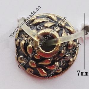 Bead Caps Zinc Alloy Jewelry Findings Lead-free, 7mm Hole:1.5mm, Sold by Bag