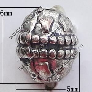 Beads, Zinc Alloy Jewelry Findings, 5x6mm Hole:1mm, Sold by Bag
