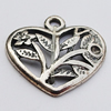 Pendant, Zinc Alloy Jewelry Findings, Heart 18x17mm, Sold by Bag