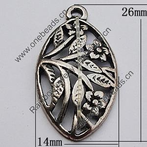 Pendant, Zinc Alloy Jewelry Findings, 14x26mm, Sold by Bag