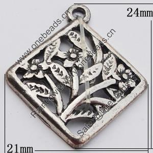 Pendant, Zinc Alloy Jewelry Findings, Diamond 21x24mm, Sold by Bag