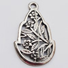 Pendant, Zinc Alloy Jewelry Findings, Leaf 18x30mm, Sold by Bag