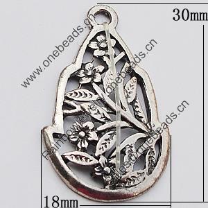 Pendant, Zinc Alloy Jewelry Findings, Leaf 18x30mm, Sold by Bag