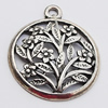 Pendant, Zinc Alloy Jewelry Findings, Flat Round 23x27mm, Sold by Bag