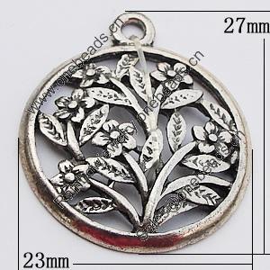 Pendant, Zinc Alloy Jewelry Findings, Flat Round 23x27mm, Sold by Bag