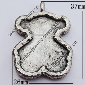 Pendant, Zinc Alloy Jewelry Findings, Bear 26x37mm, Sold by Bag