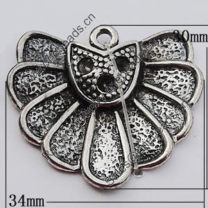 Pendant, Zinc Alloy Jewelry Findings, Sectory 34x30mm, Sold by Bag