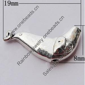 Beads, Zinc Alloy Jewelry Findings, Bird 19x8mm, Sold by Bag