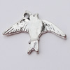 Pendant, Zinc Alloy Jewelry Findings, Bird 23x18mm, Sold by Bag